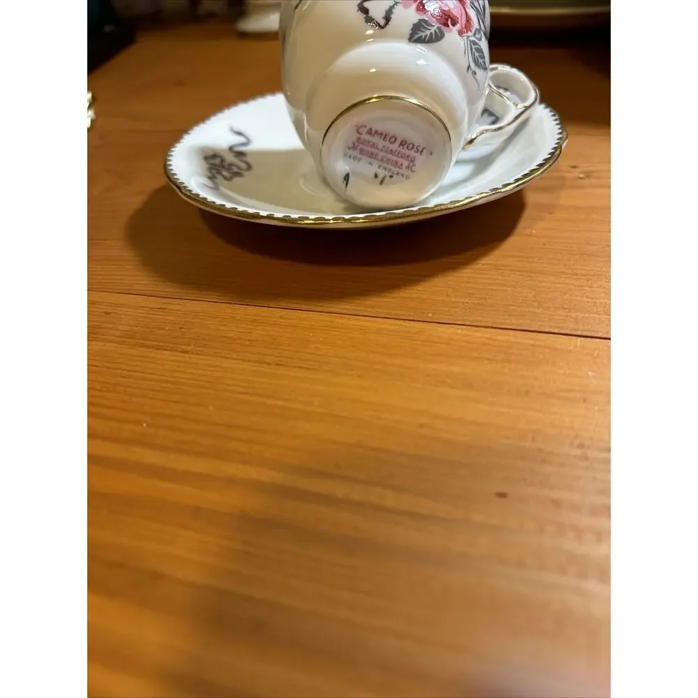 Pink with Ribbon Royal Stafford Cameo Rose Tea Cup and Saucer Set